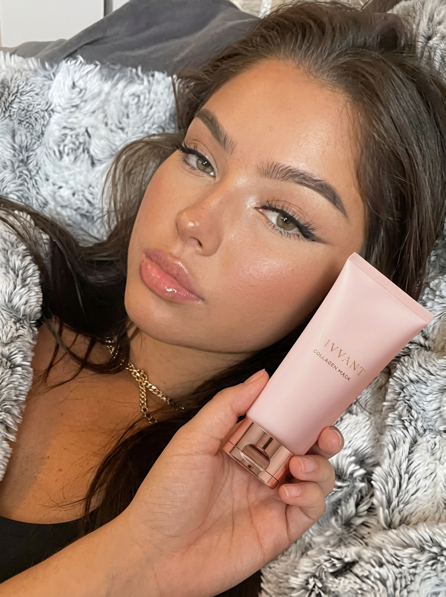 Rachel B. holding Vivvant Collagen Mask